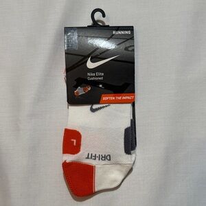 Nike Elite Cushioned Running Socks White, Red, and Gray S: Mens 6-8 Women’s 6-10